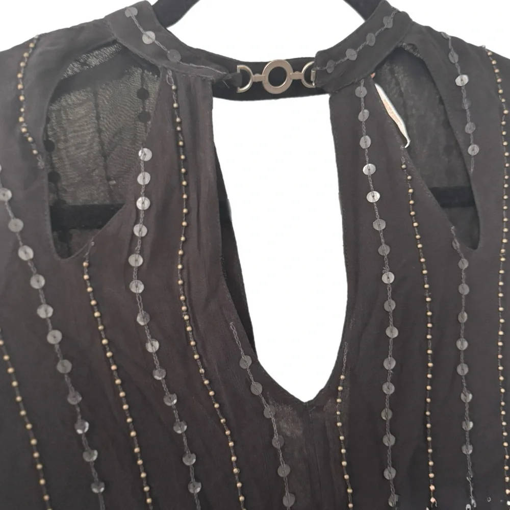 Free People Young Love Embellished Blouse Top Size XS | Boho Romantic Festival - Picture 4 of 9